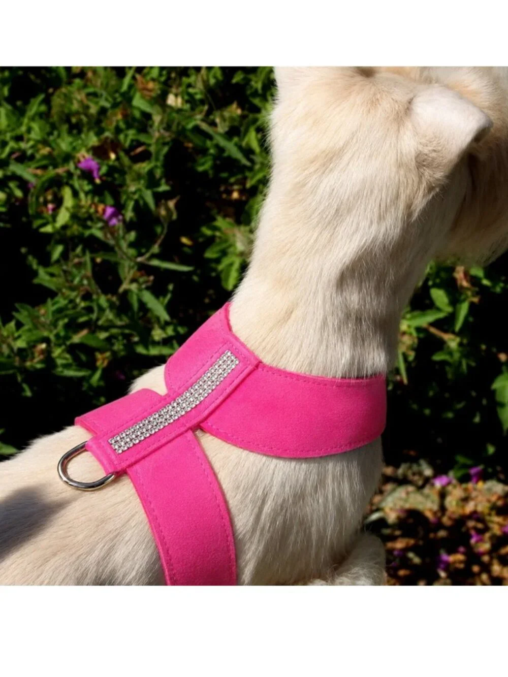 Size S Pink Sapphire Giltmore 3 Row Swarovski Crystal Ultrasuede Harness